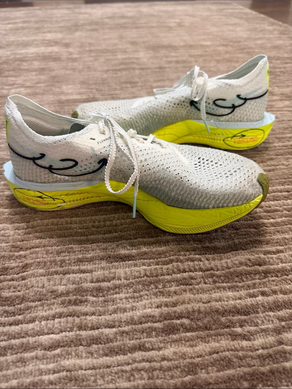 Nike Women’s Zoom X  Running Shoes in White & Neon Yellow